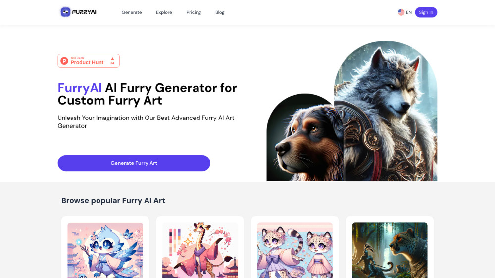 FurryAI Website screenshot