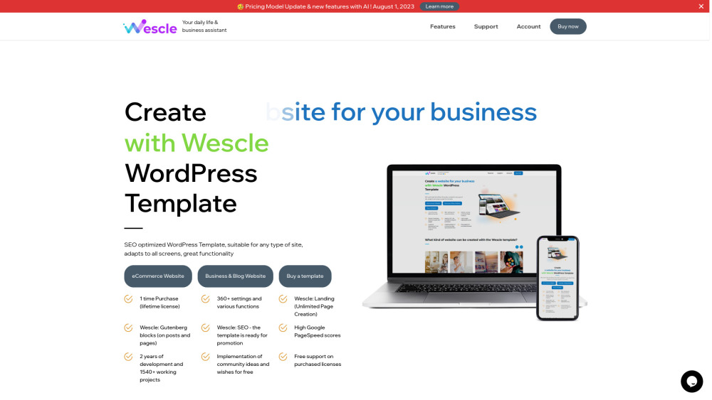 Wescle - AI SEO Optimized WordPress Template Website screenshot