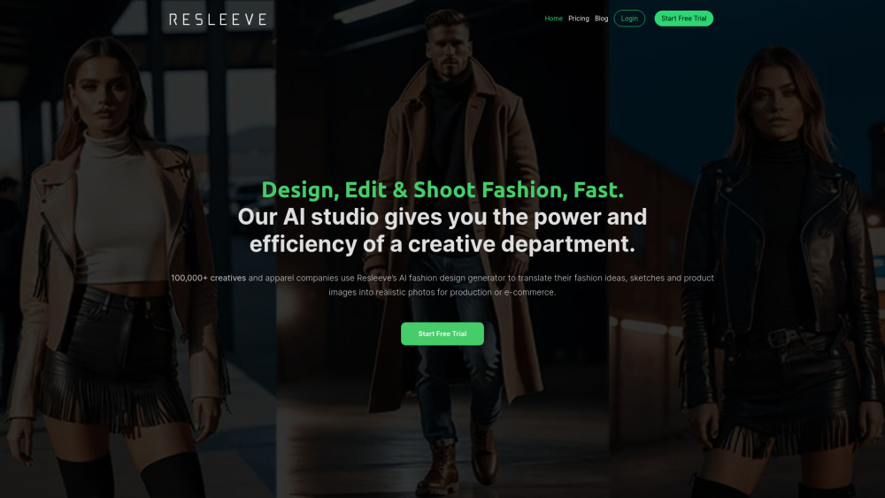 Resleeve AI Fashion Design Website screenshot