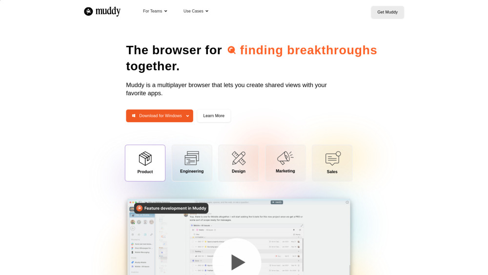 Muddy Browser Website screenshot