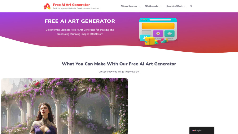 Free AI Art Generator Website screenshot