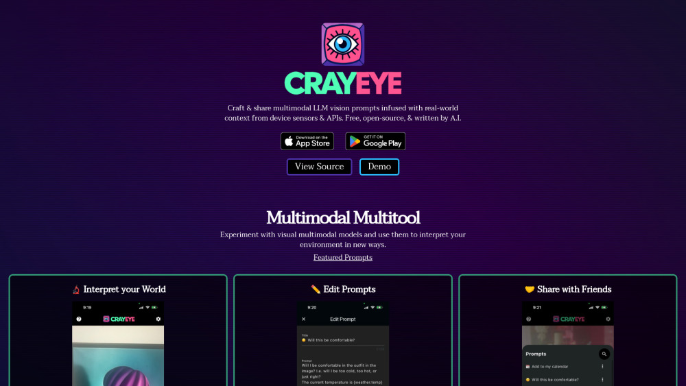 CrayEye Website screenshot