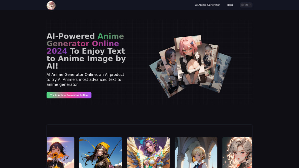 AI Anime Generator 2024 Website screenshot