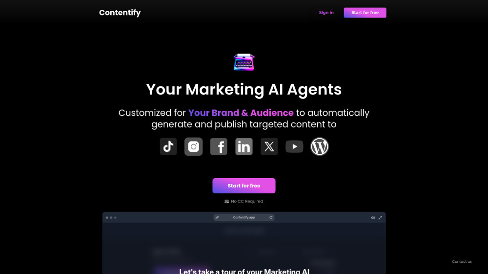 Contentify AI Website screenshot