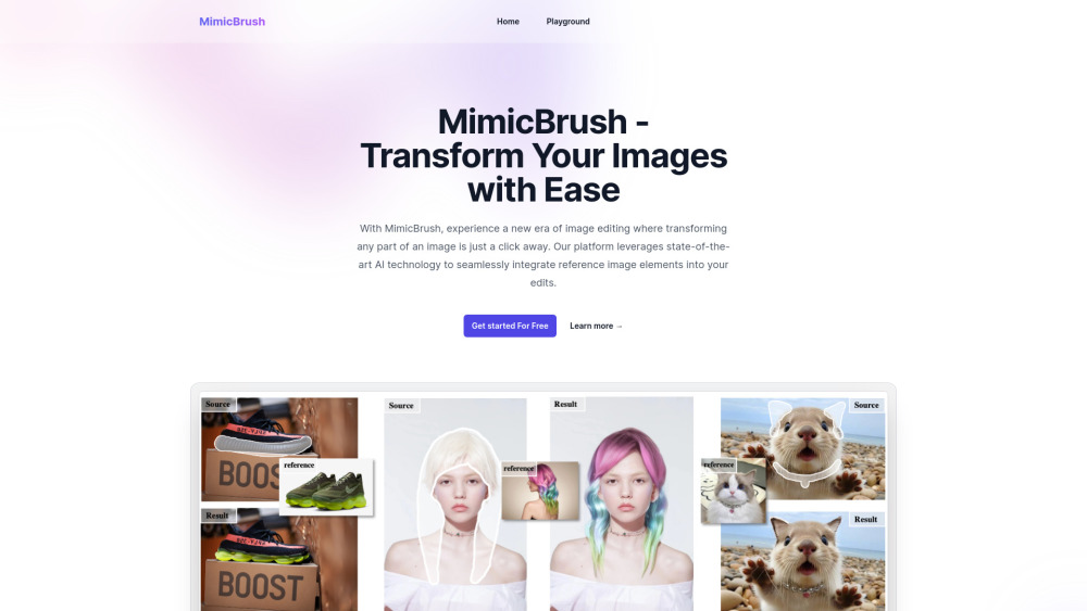 MimicBrush AI Website screenshot