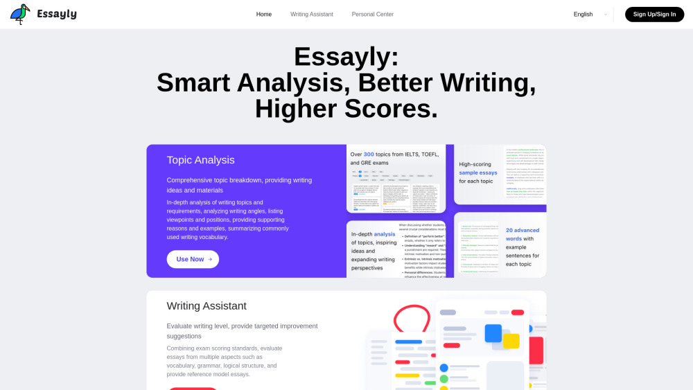 Essayly.ai Website screenshot