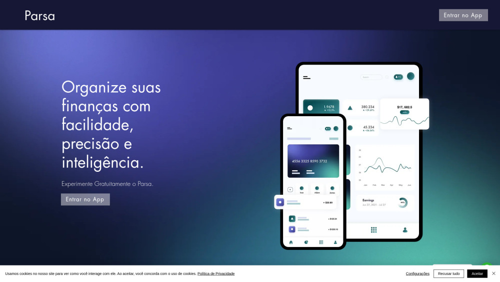 Parsa | Finanças Pessoais no Automático Website screenshot