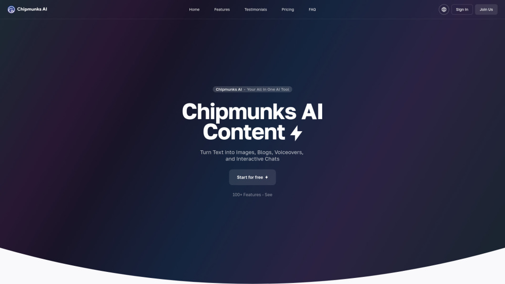 Chipmunks AI Website screenshot