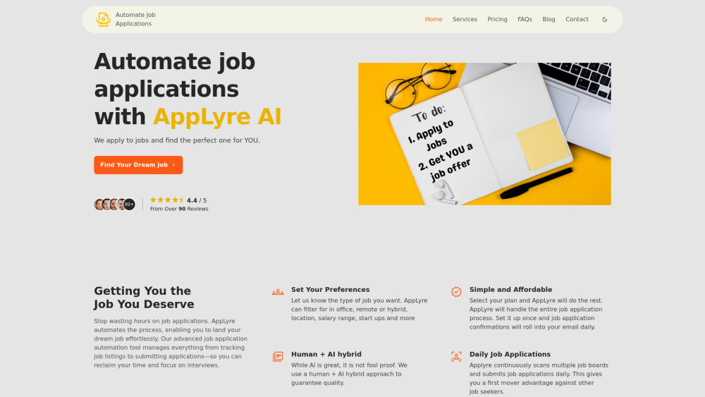 Applyre AI Job Application Automation Website screenshot