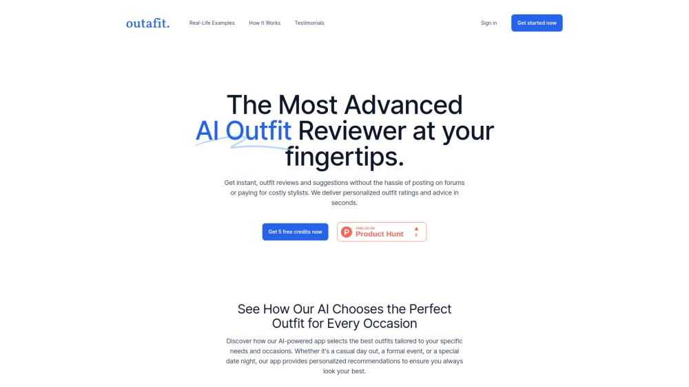 Outafit - Your AI Fashion Expert! Website screenshot