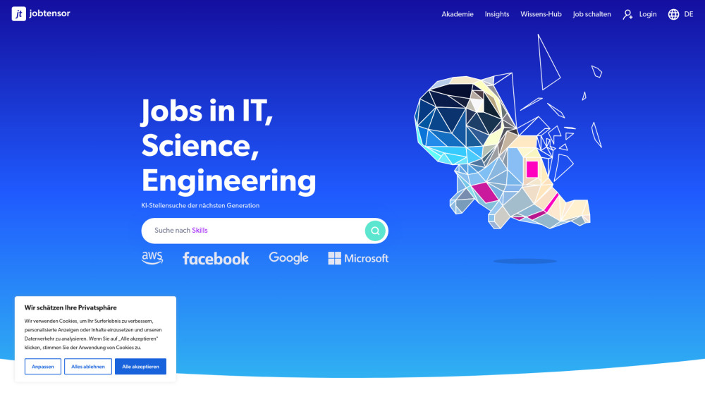 Jobtensor Website screenshot