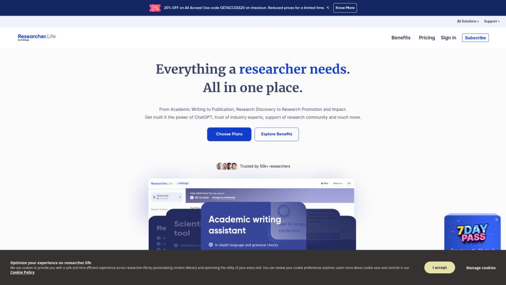 Researcher.Life Website screenshot