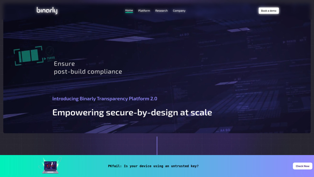 Binarly | AI-Powered Firmware Supply Chain Security Platform Website screenshot