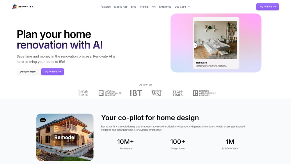 Renovate AI - Home Design Website screenshot