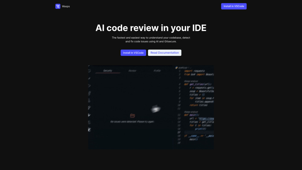 Wasps AI Code Review Website screenshot