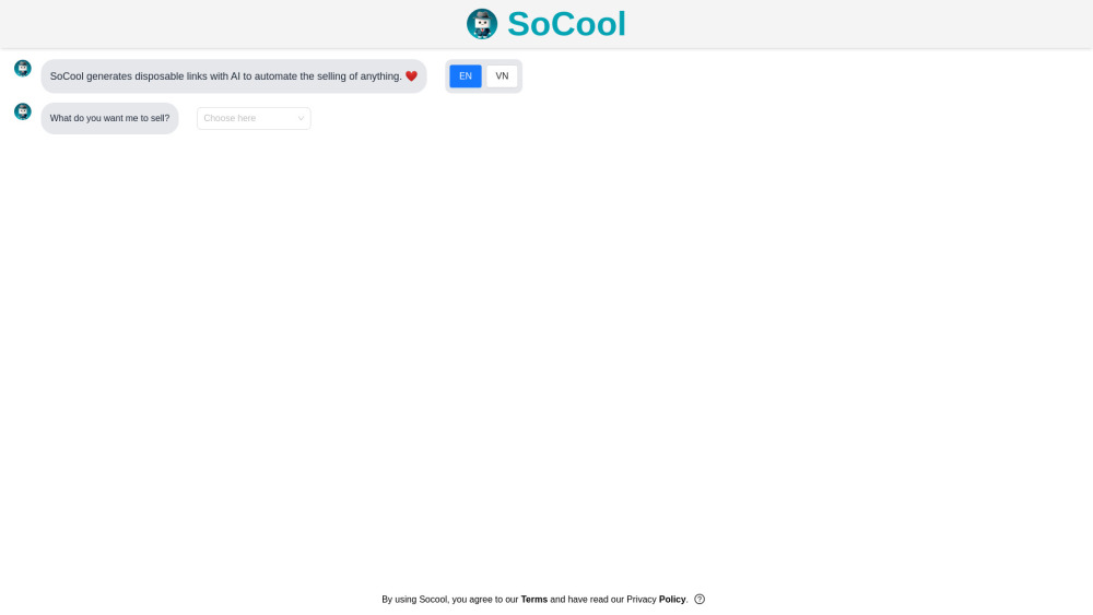 SoCool AI Assistant for Social Commerce Website screenshot