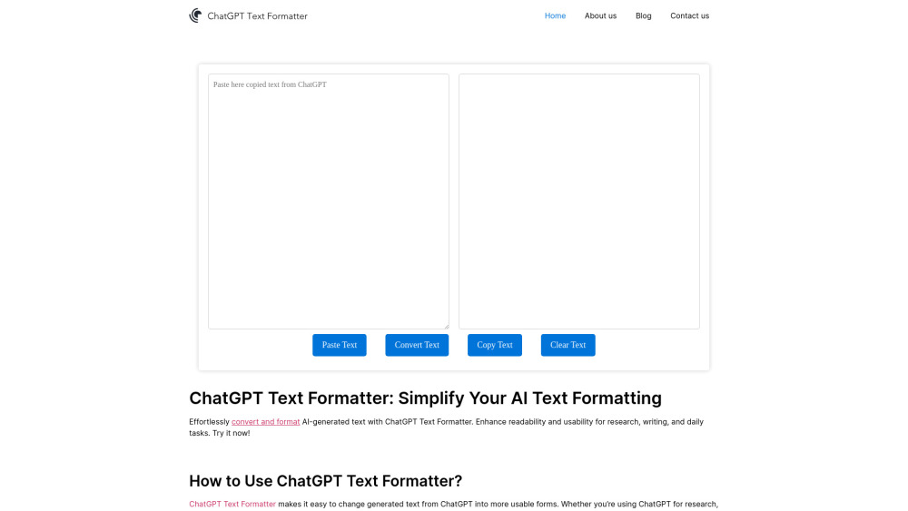 ChatGPT Text Formatter Website screenshot