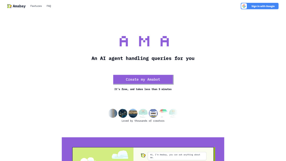 AMA Bot Website screenshot