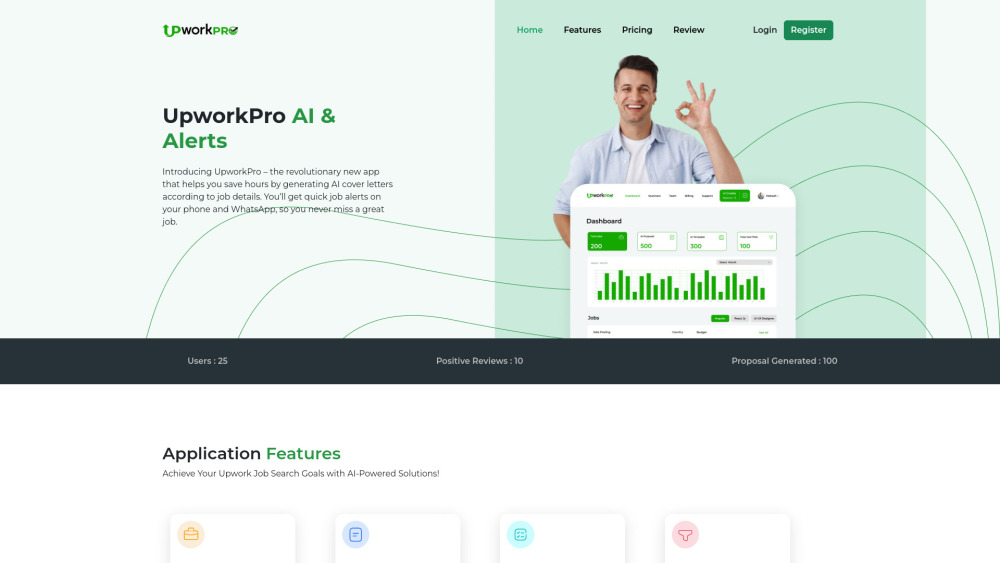 UpworkPro Website screenshot