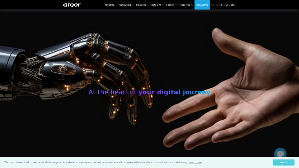 atQor Data & AI Consulting Website screenshot