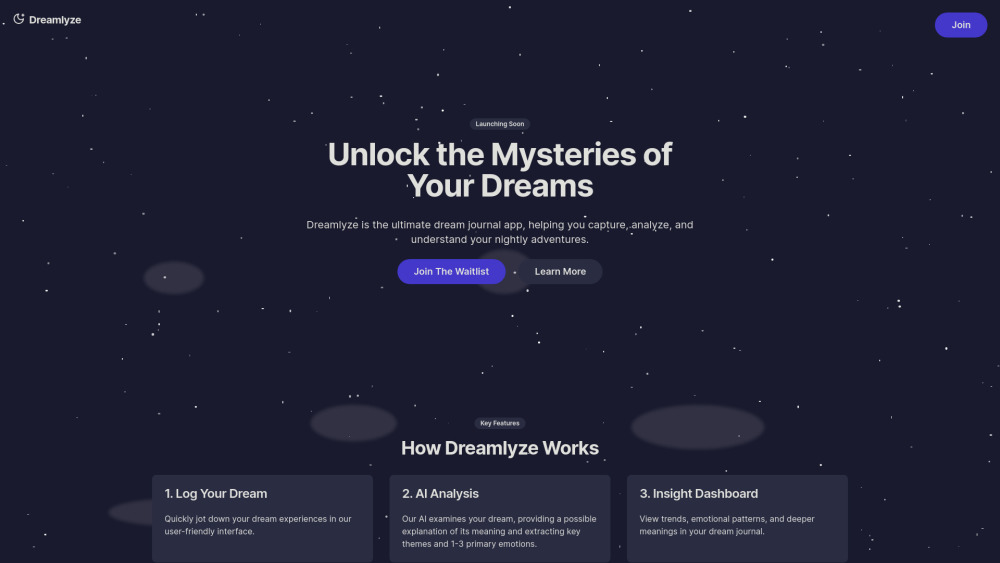 Dreamlyze Website screenshot