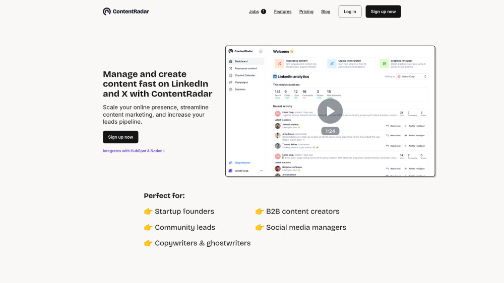 ContentRadar Website screenshot