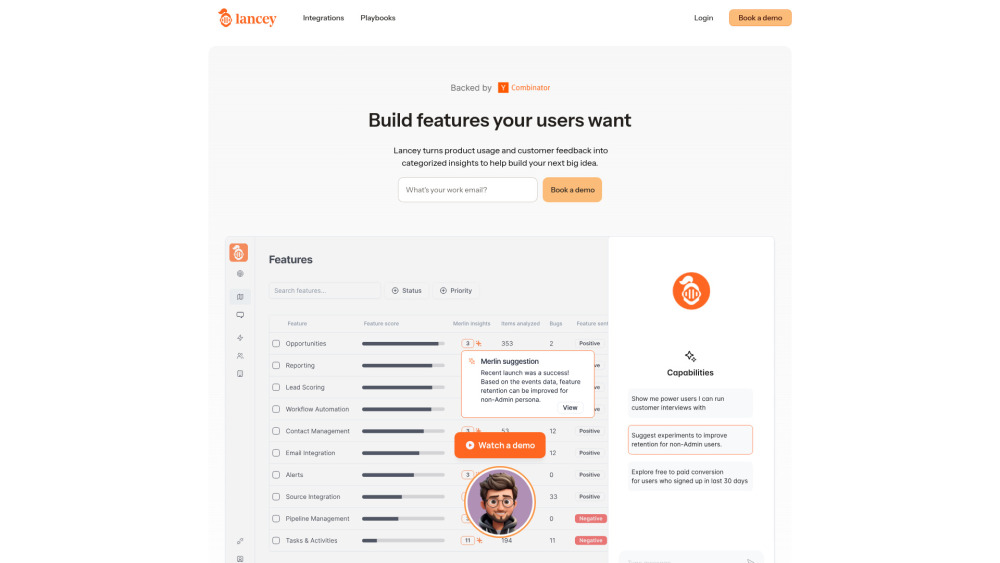 Lancey | AI Copilot for Product Teams Website screenshot