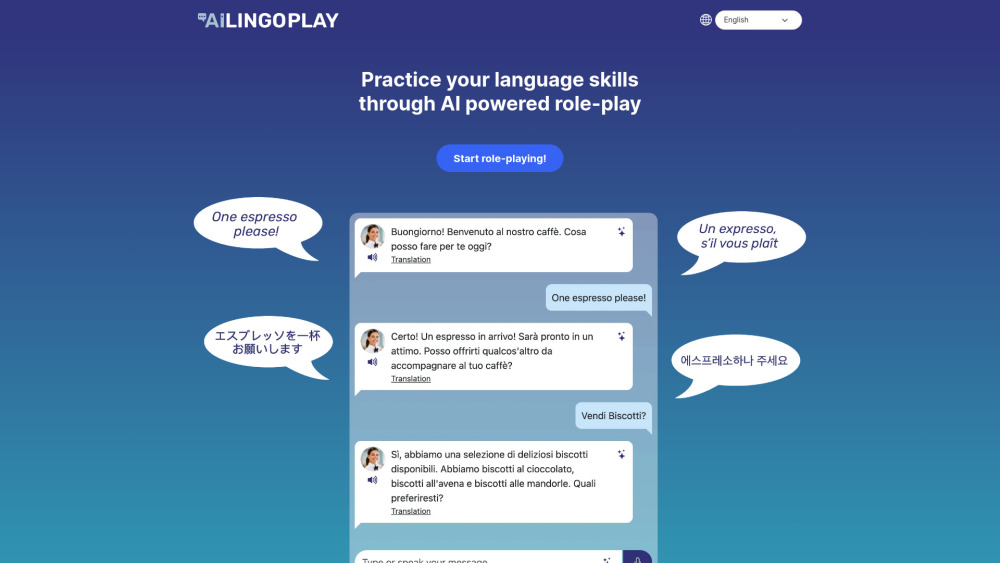 AI Lingo Play Website screenshot