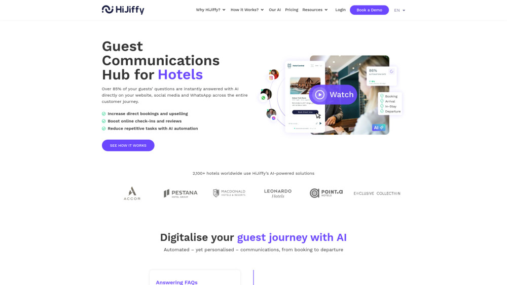 HiJiffy Guest Communications Hub Website screenshot