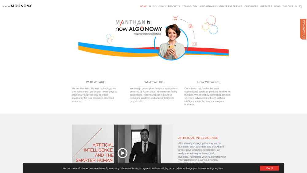 Manthan Systems Website screenshot