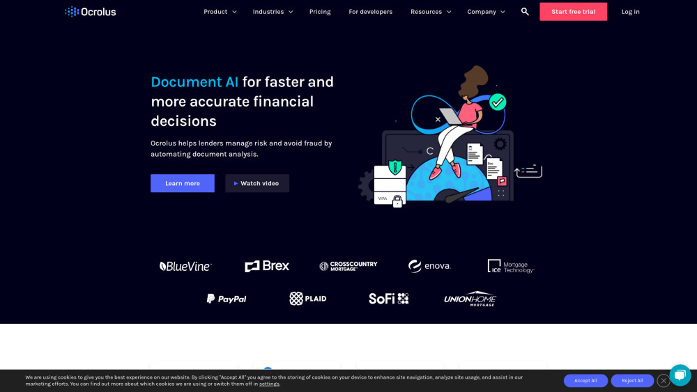 Ocrolus Document AI Platform Website screenshot