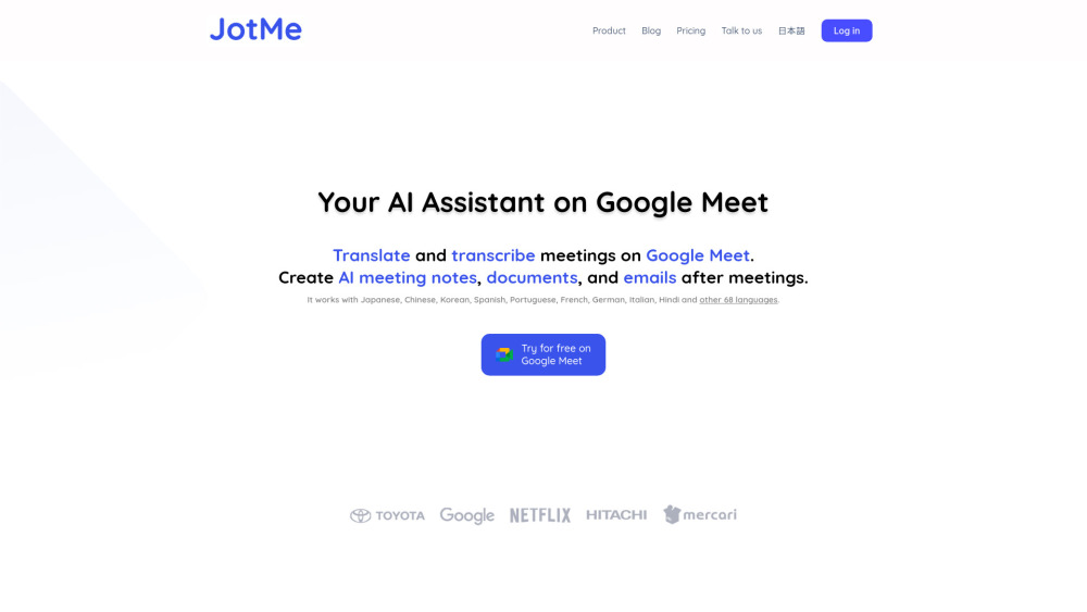 JotMe Website screenshot