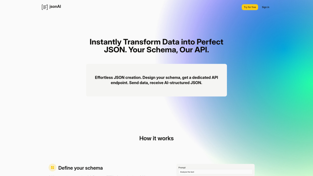 jsonAI Website screenshot