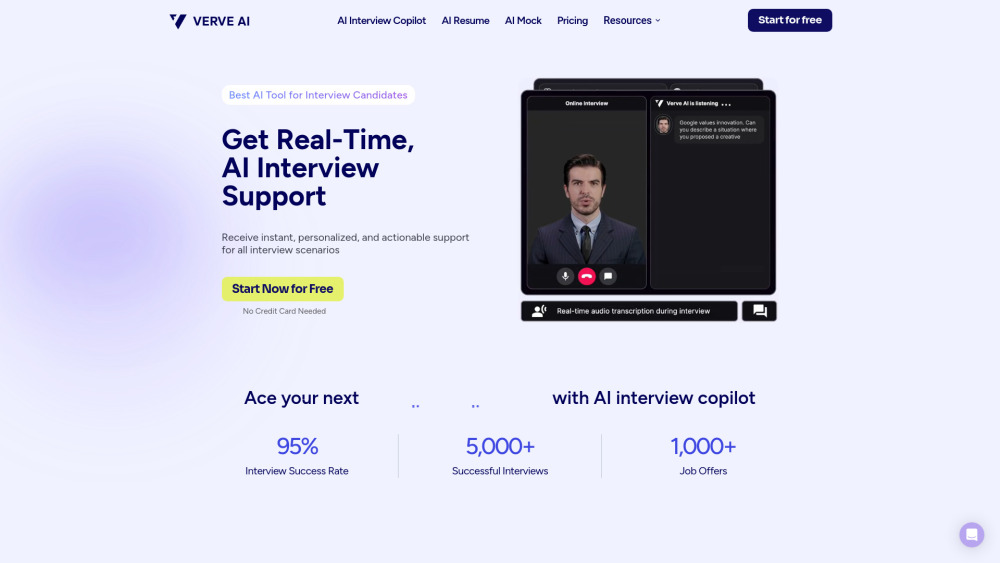 Verve AI - Interview Copilot Website screenshot