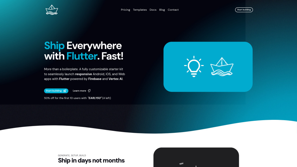 ShipFlutter Website screenshot