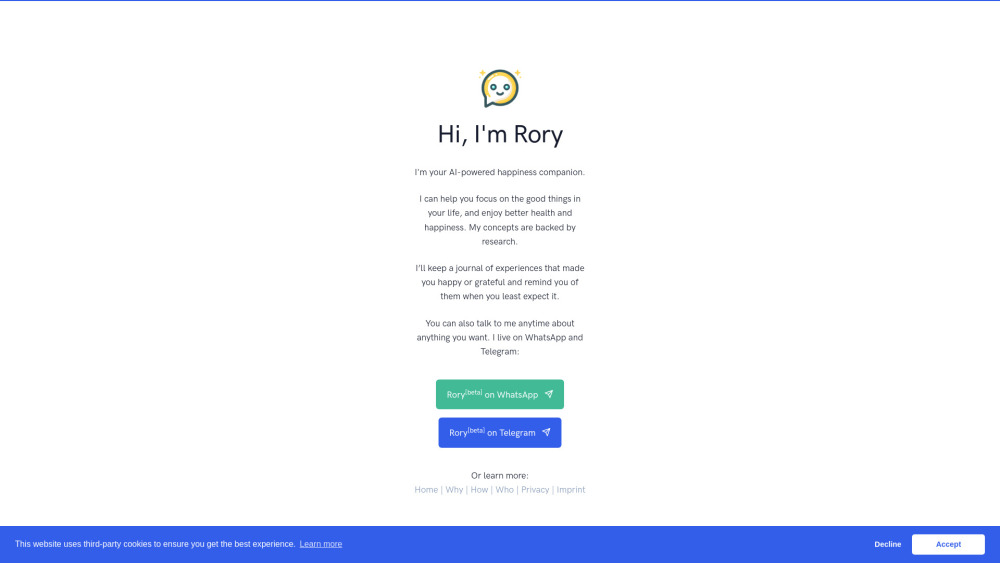 Rory AI Website screenshot