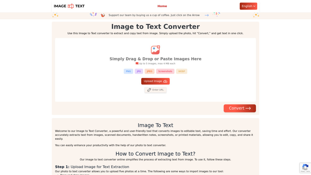 Image to Text Converter Website screenshot