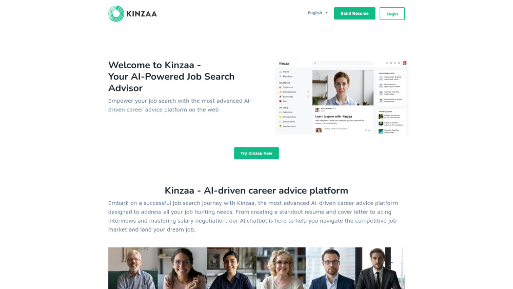 Kinzaa Website screenshot