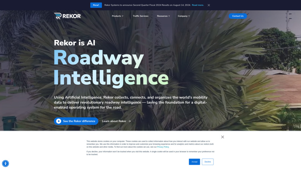 Rekor - Roadway Intelligence Website screenshot