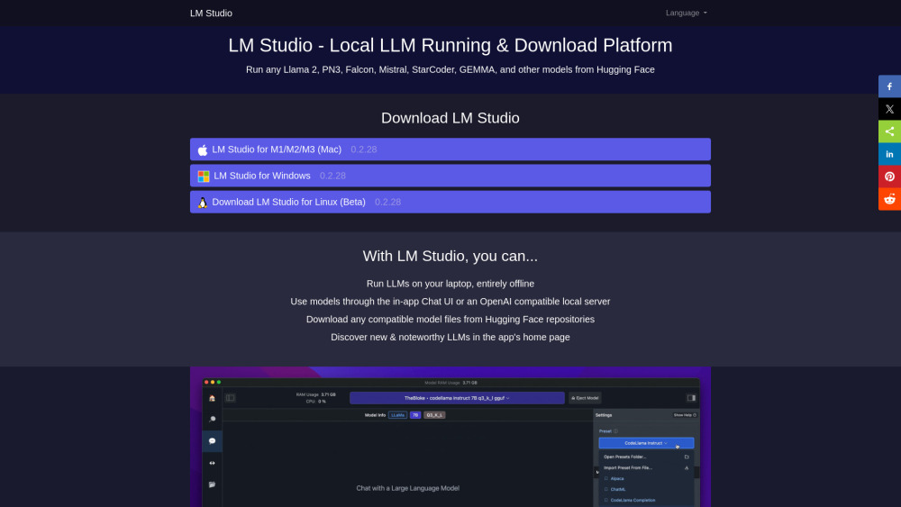 LM Studio Website screenshot