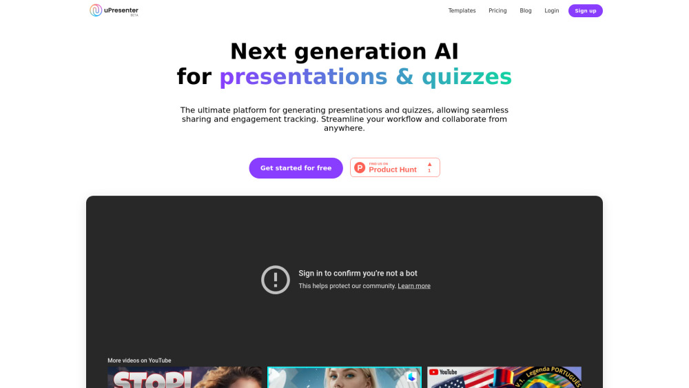 uPresenter Website screenshot