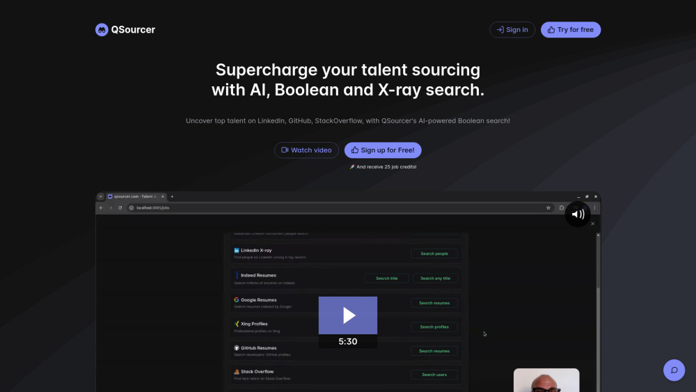 QSourcer Website screenshot