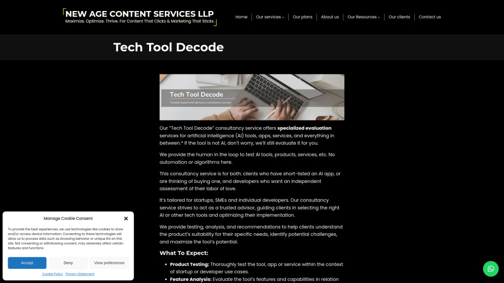 Tech Tool Decode Website screenshot