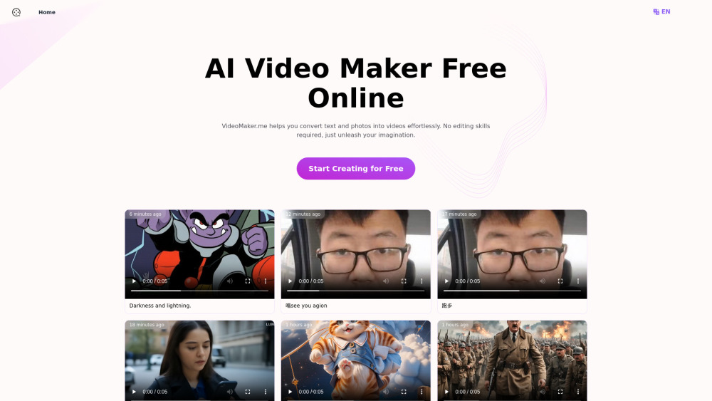 VideoMaker.me Website screenshot