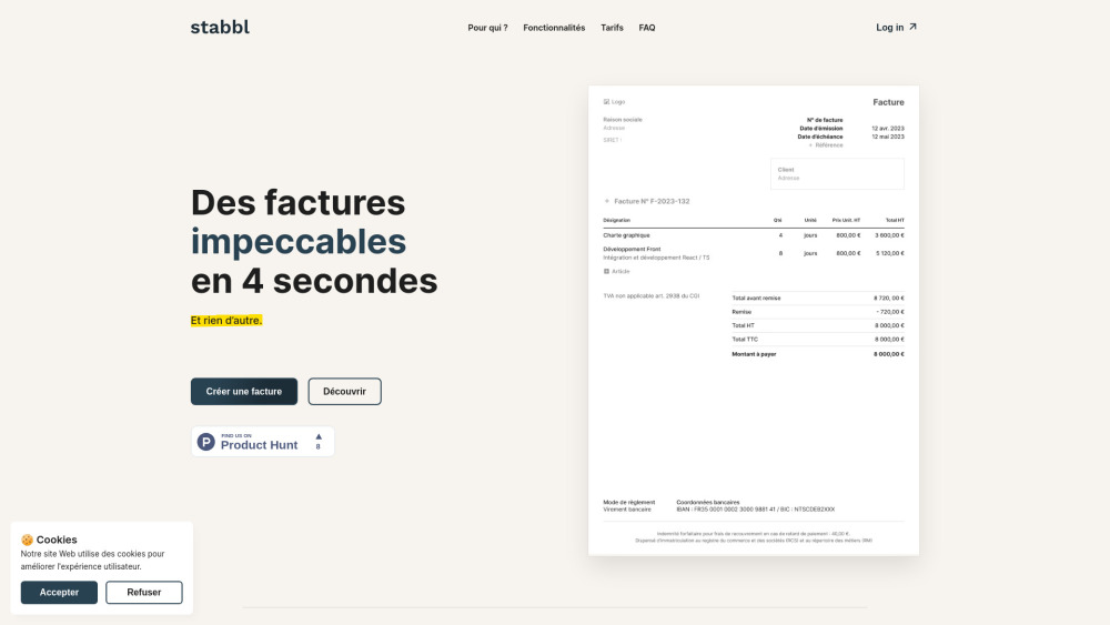 Stabbl Invoice Generator Website screenshot