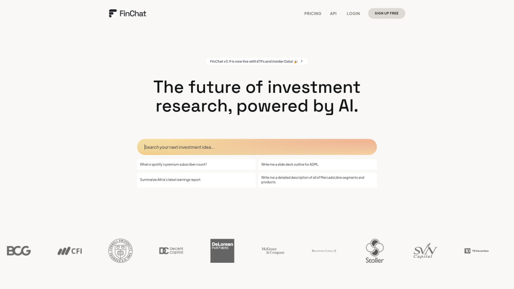 FinChat.io Website screenshot