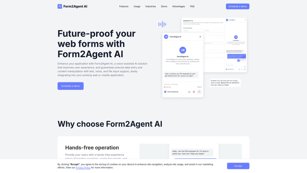 Form2Agent AI Website screenshot