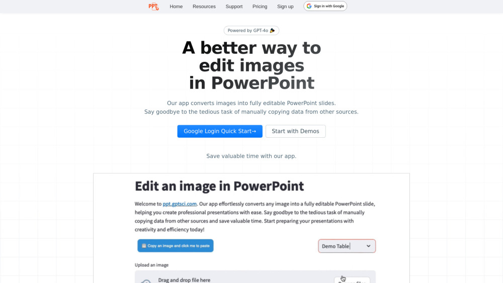 Convert Image to PowerPoint Website screenshot