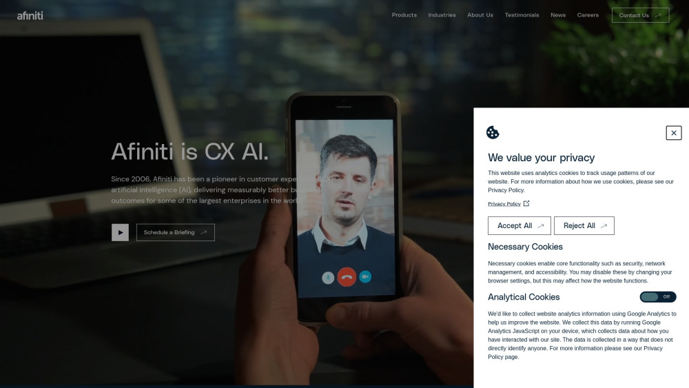 Afiniti CX AI Website screenshot