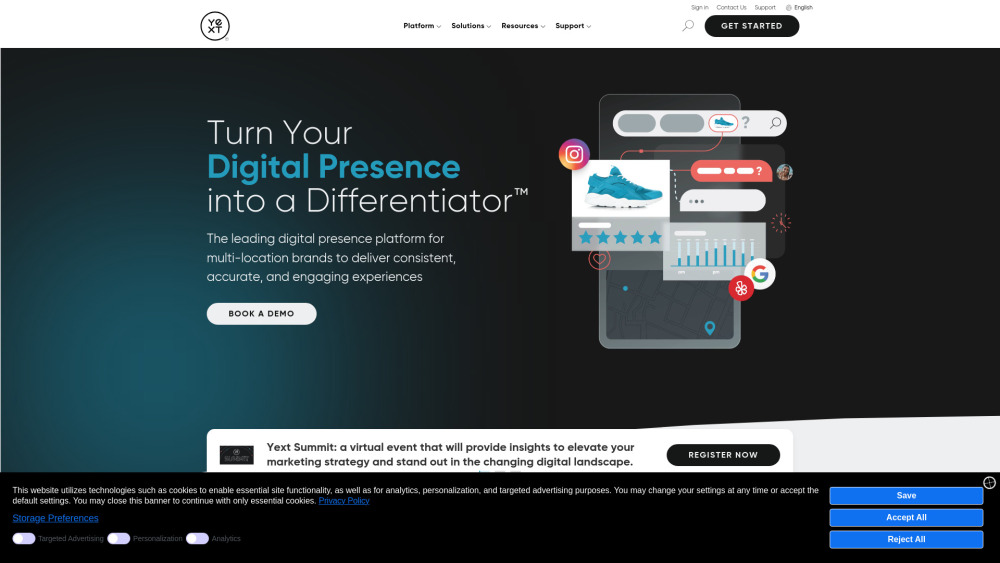 Yext Website screenshot